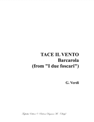 Book cover for TACE IL VENTO (Barcarola) - G.Verdi - From "I foscari" - For SATB Choir