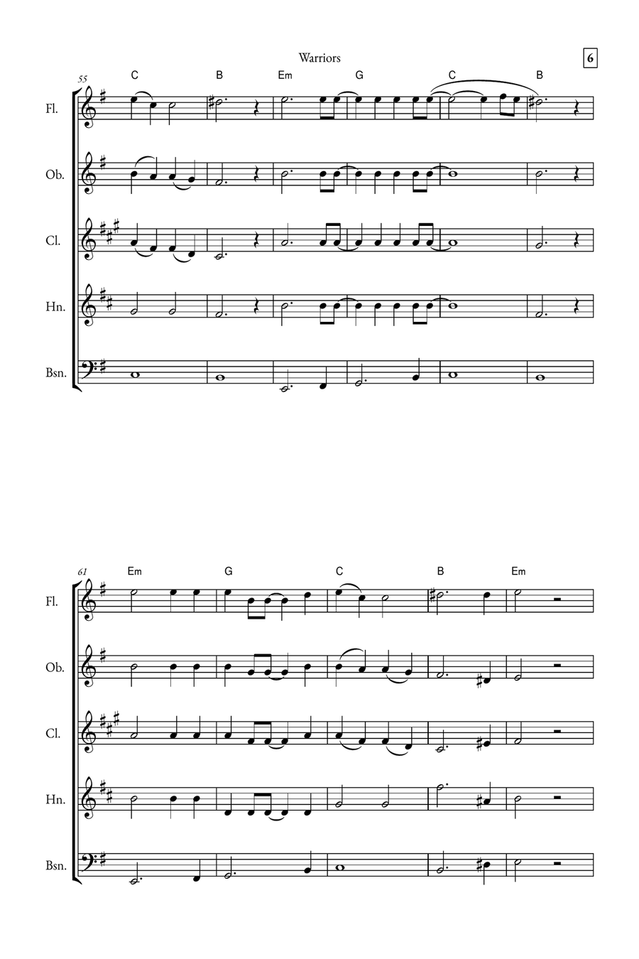 Warriors Woodwind Quintet scores gallery preview page 6