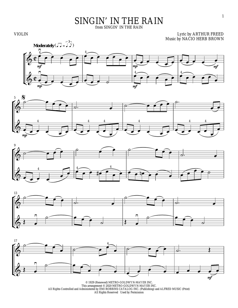 Singin' In The Rain String Duet scores gallery preview page 1
