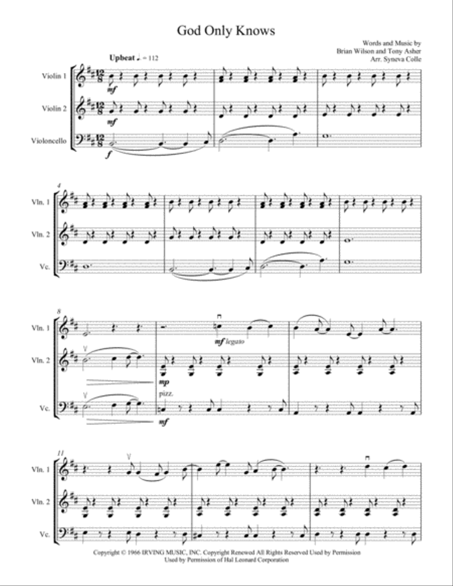God Only Knows String Trio scores gallery preview page 2