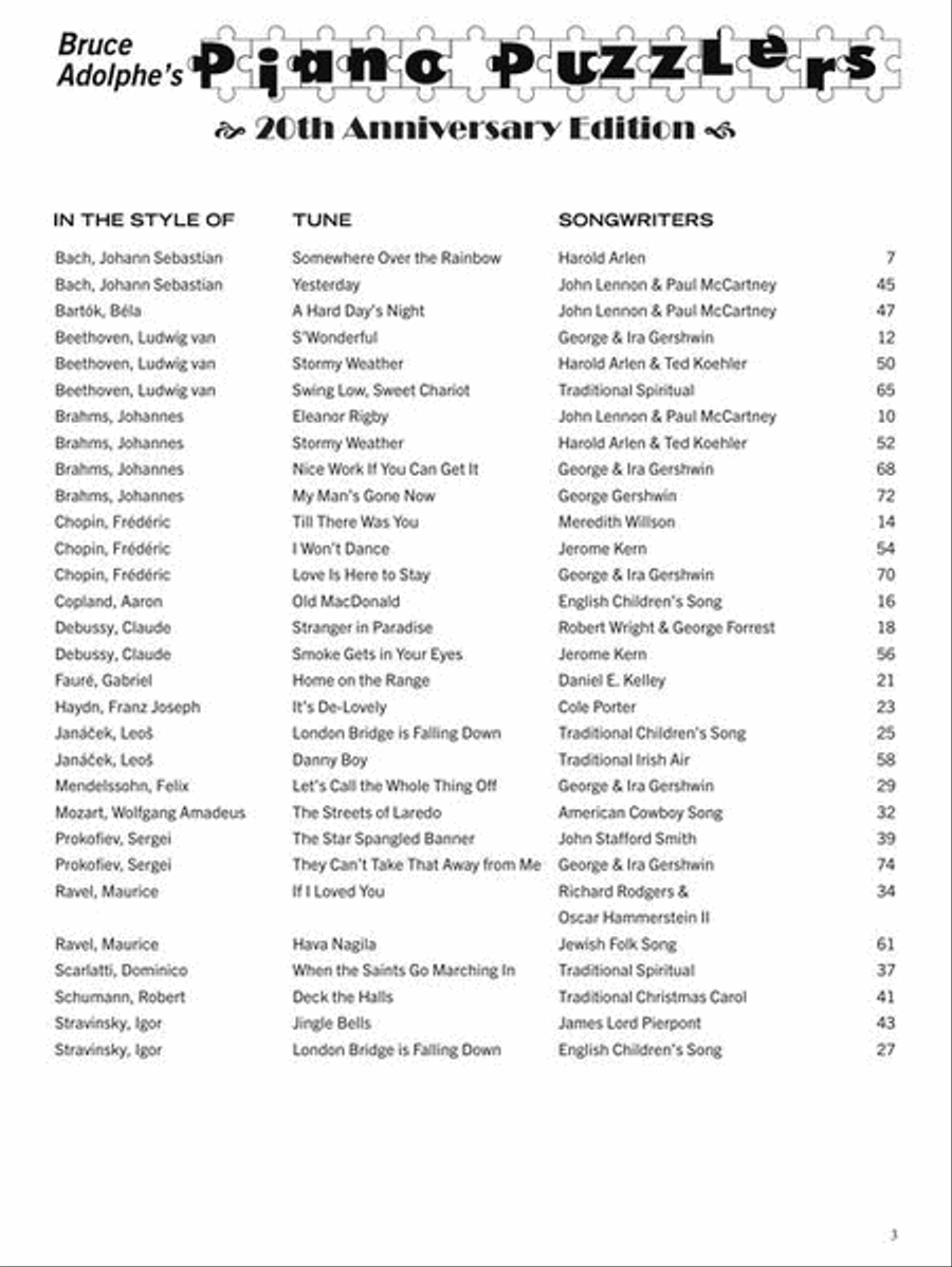 Bruce Adolphe's Piano Puzzlers – 20th Anniversary Edition Piano Solo scores gallery preview page 4