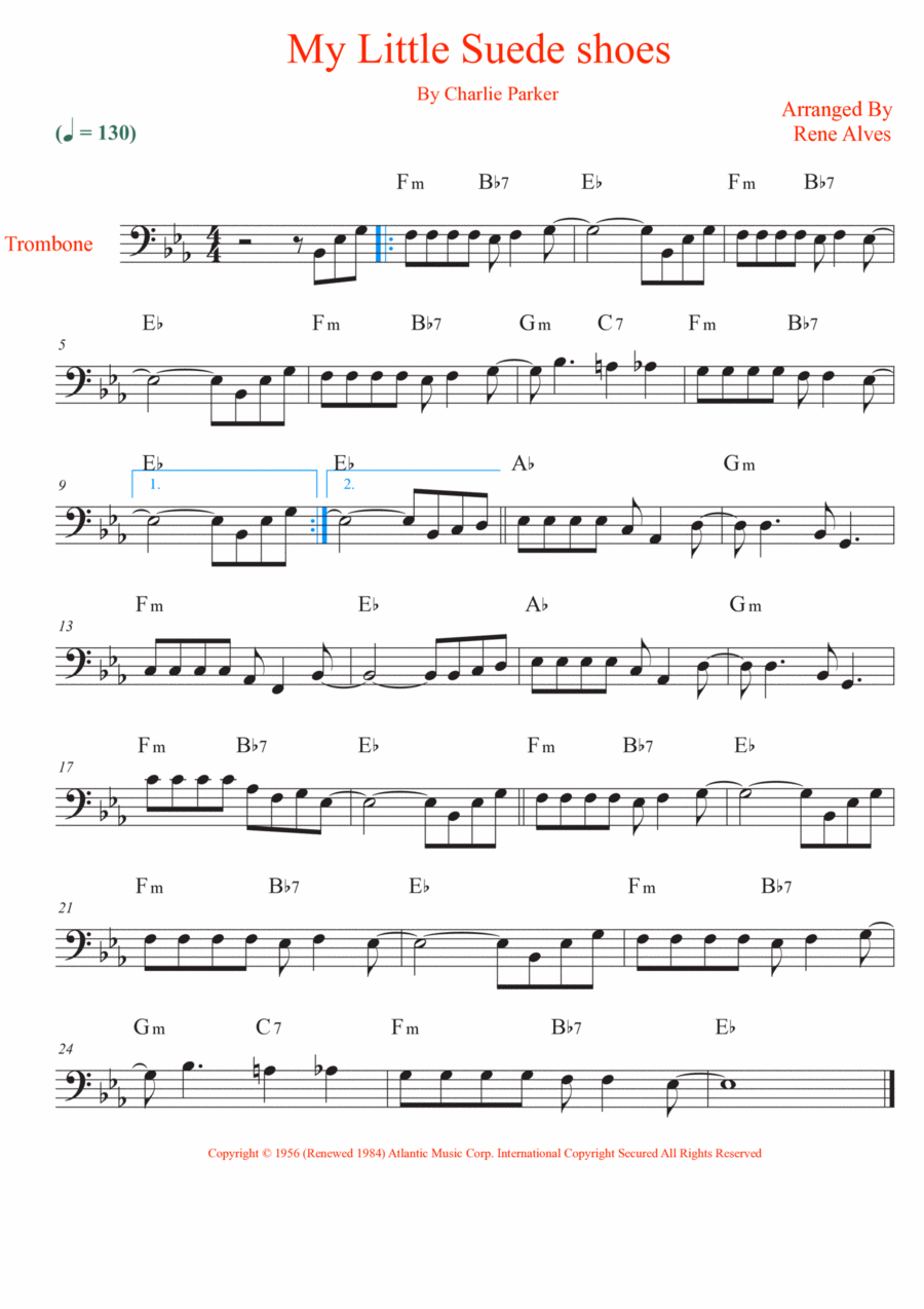 My Little Suede Shoes Trombone Solo scores gallery preview page 1