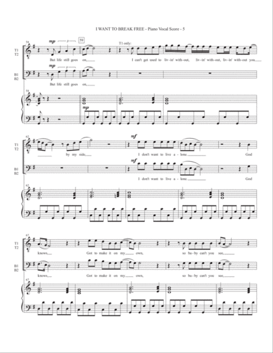 I Want To Break Free TTBB scores gallery preview page 5