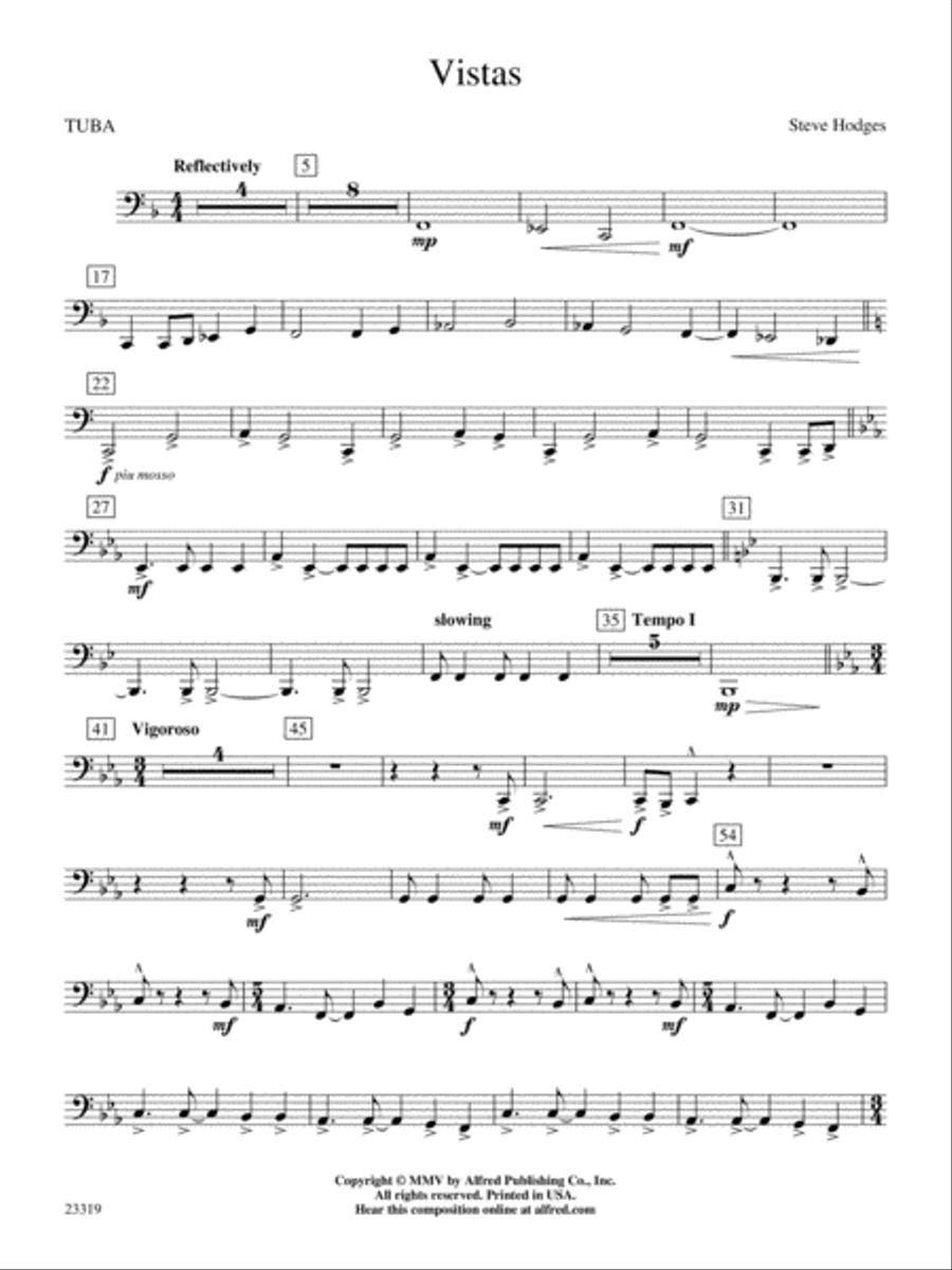 Vistas: Tuba Vistas: Tuba Concert Band scores gallery preview page 1