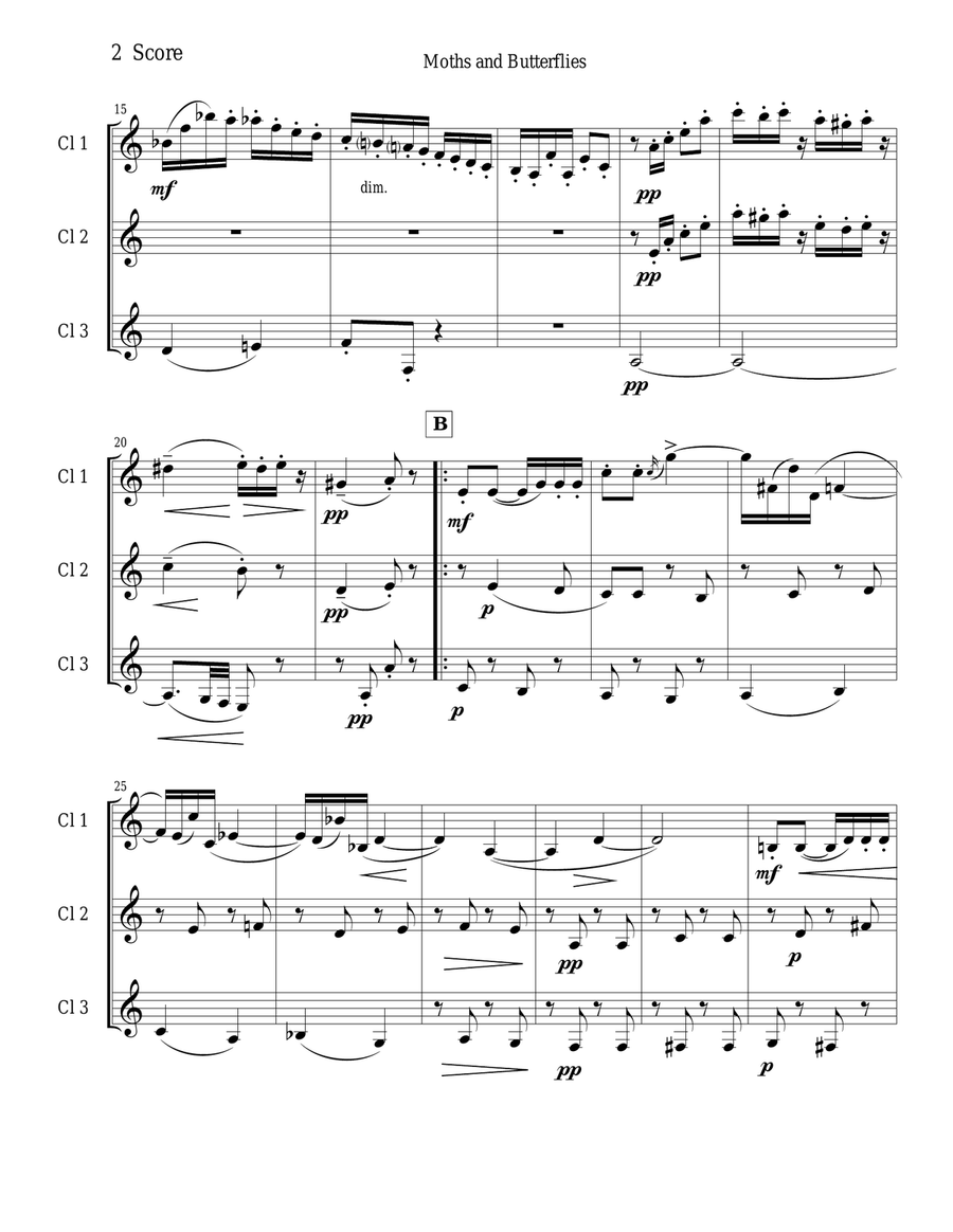 Moths and Butterflies by Elgar for clarinet trio Clarinet Trio scores gallery preview page 2