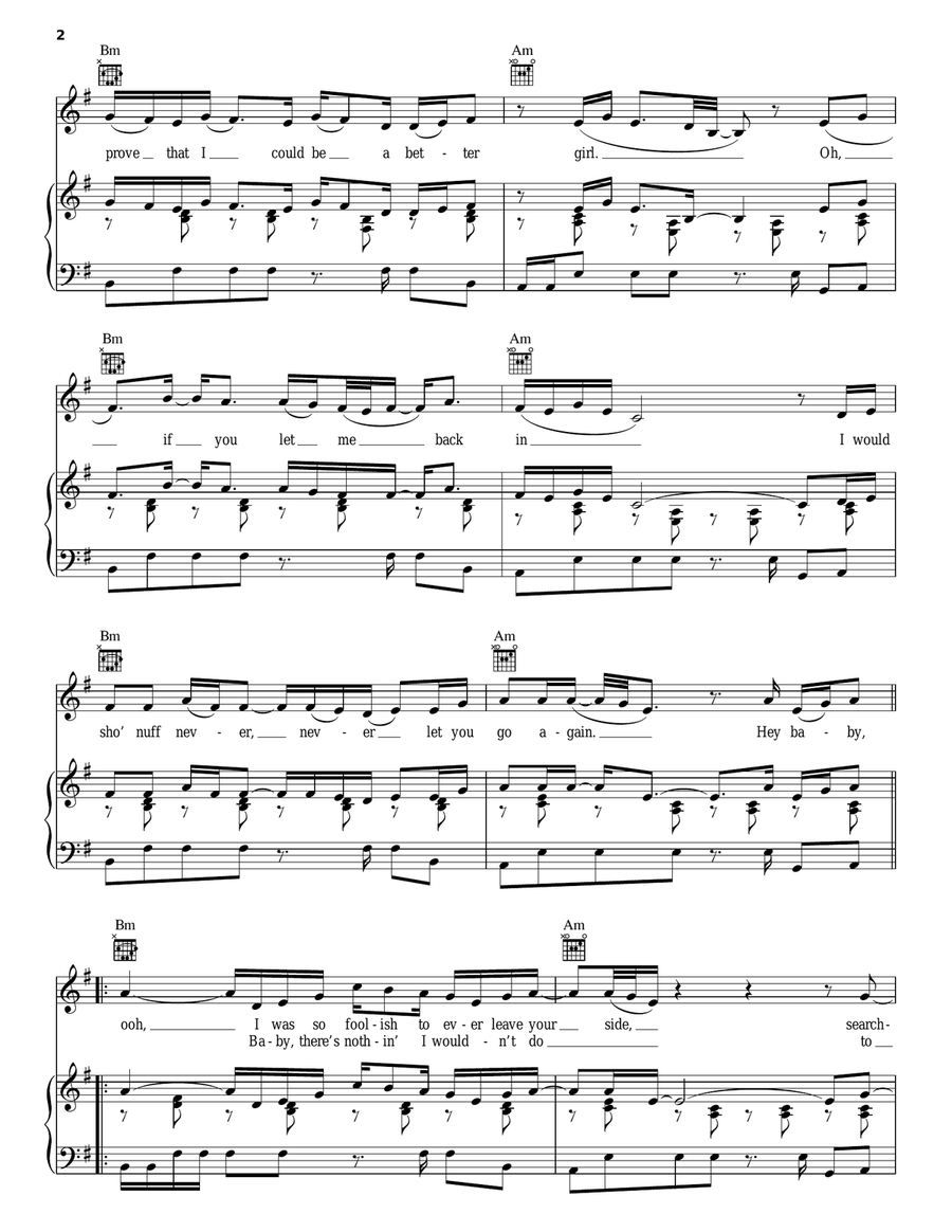 Need U Bad Piano, Vocal, Guitar scores gallery preview page 2