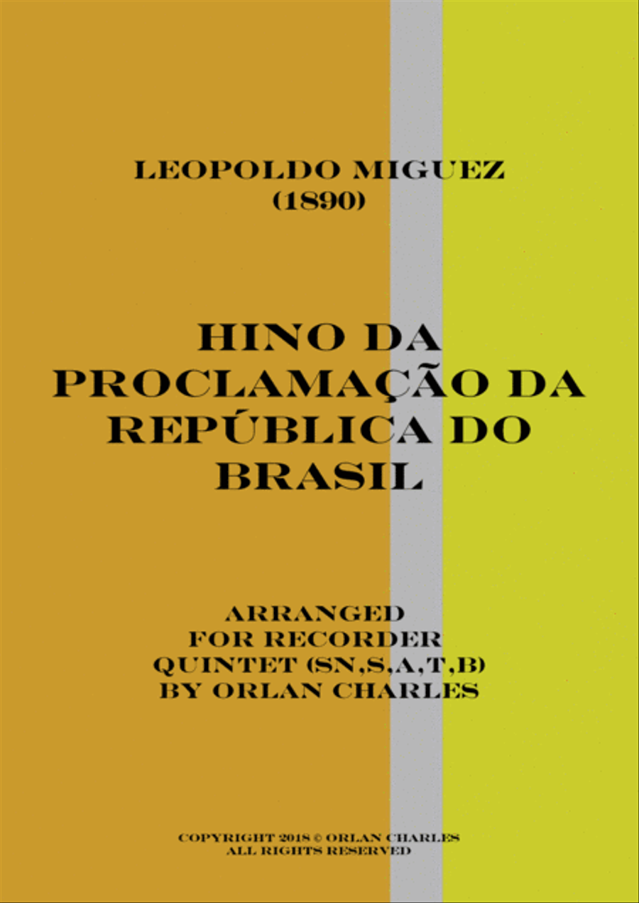 Hino da Proclamação da República do Brasil (Hymn to the Proclamation of the Republic of Brazil) Recorder scores gallery preview page 1