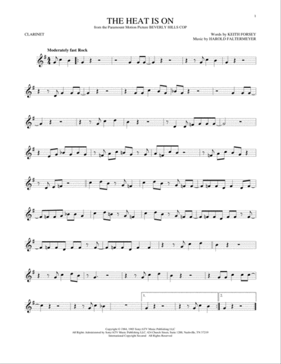 The Heat Is On Clarinet Solo scores gallery preview page 1