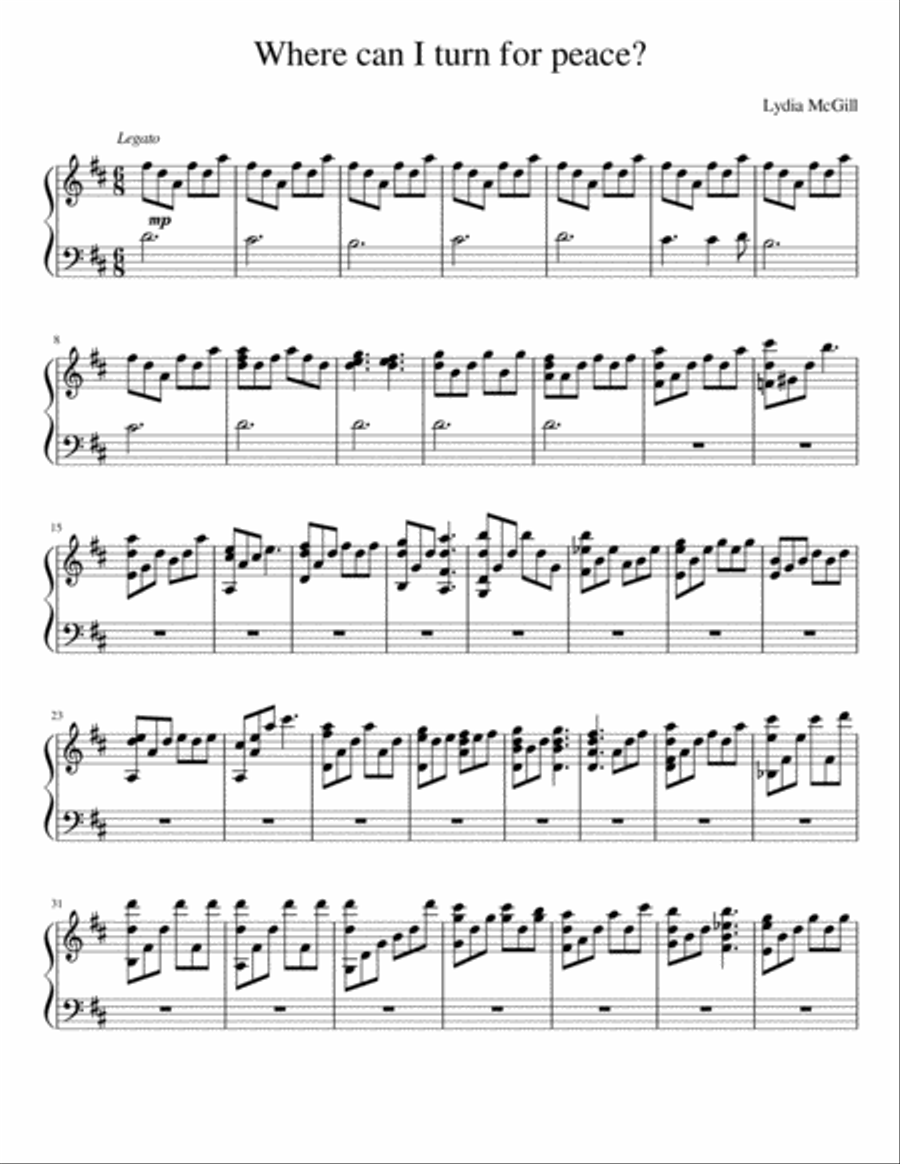 Where Can I Turn For Peace? Piano Solo scores gallery preview page 1