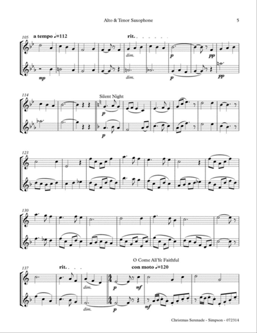 Christmas Serenade - Alto & Tenor Sax Dues Woodwind Duet scores gallery preview page 5