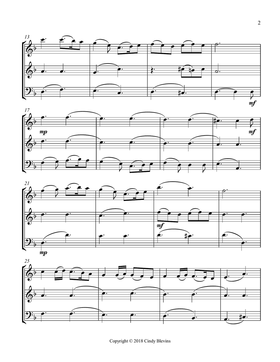Greensleeves, for Two Violins and Cello String Trio scores gallery preview page 3