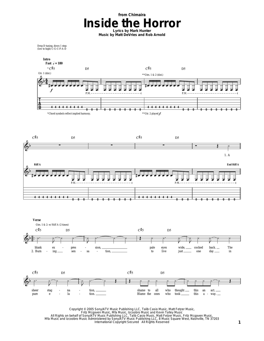 Inside The Horror Acoustic Guitar scores gallery preview page 1