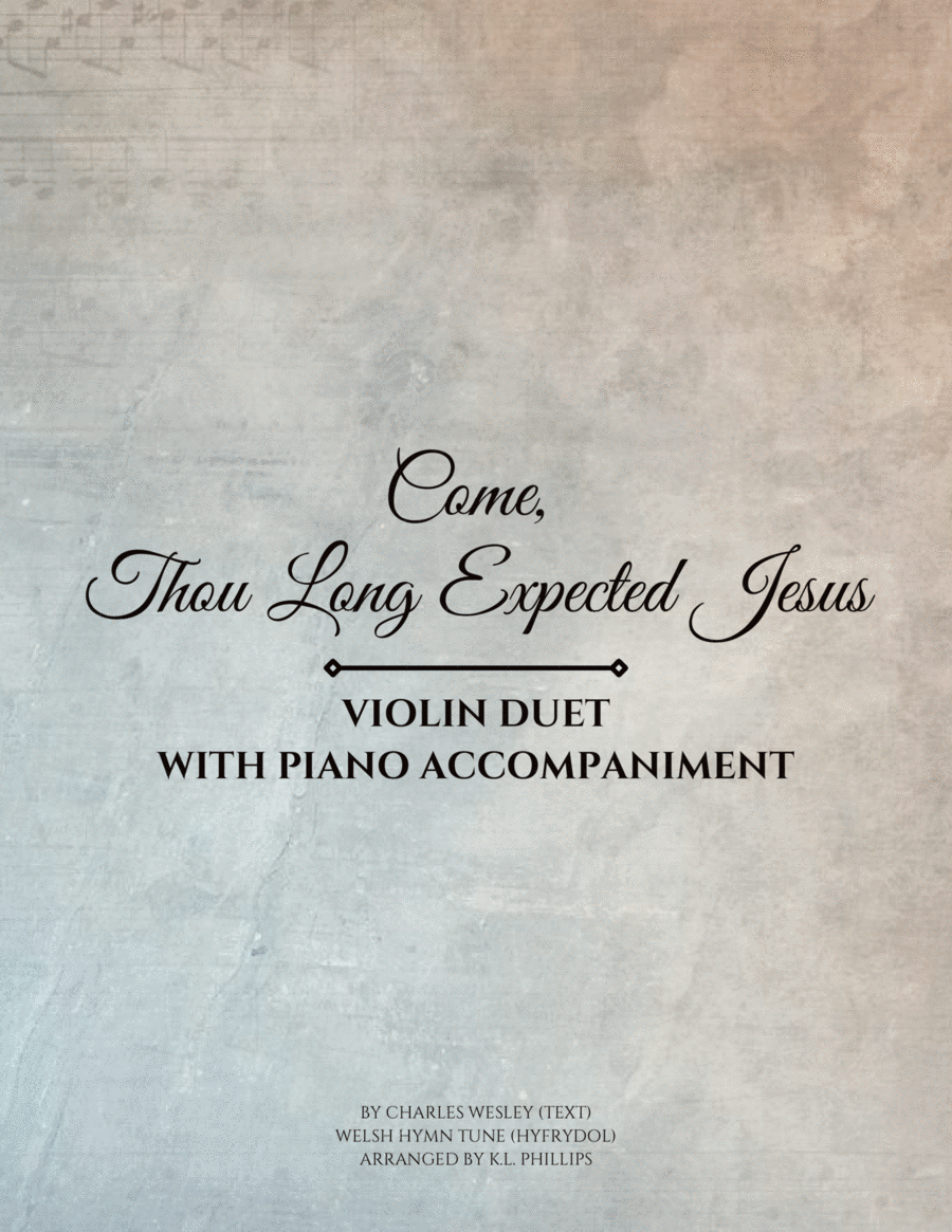 Come, Thou Long Expected Jesus - Violin Duet with Piano Accompaniment String Duet scores gallery preview page 1