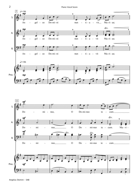 Angelus (SAB Choir & Piano) 3-Part - Digital Sheet Music