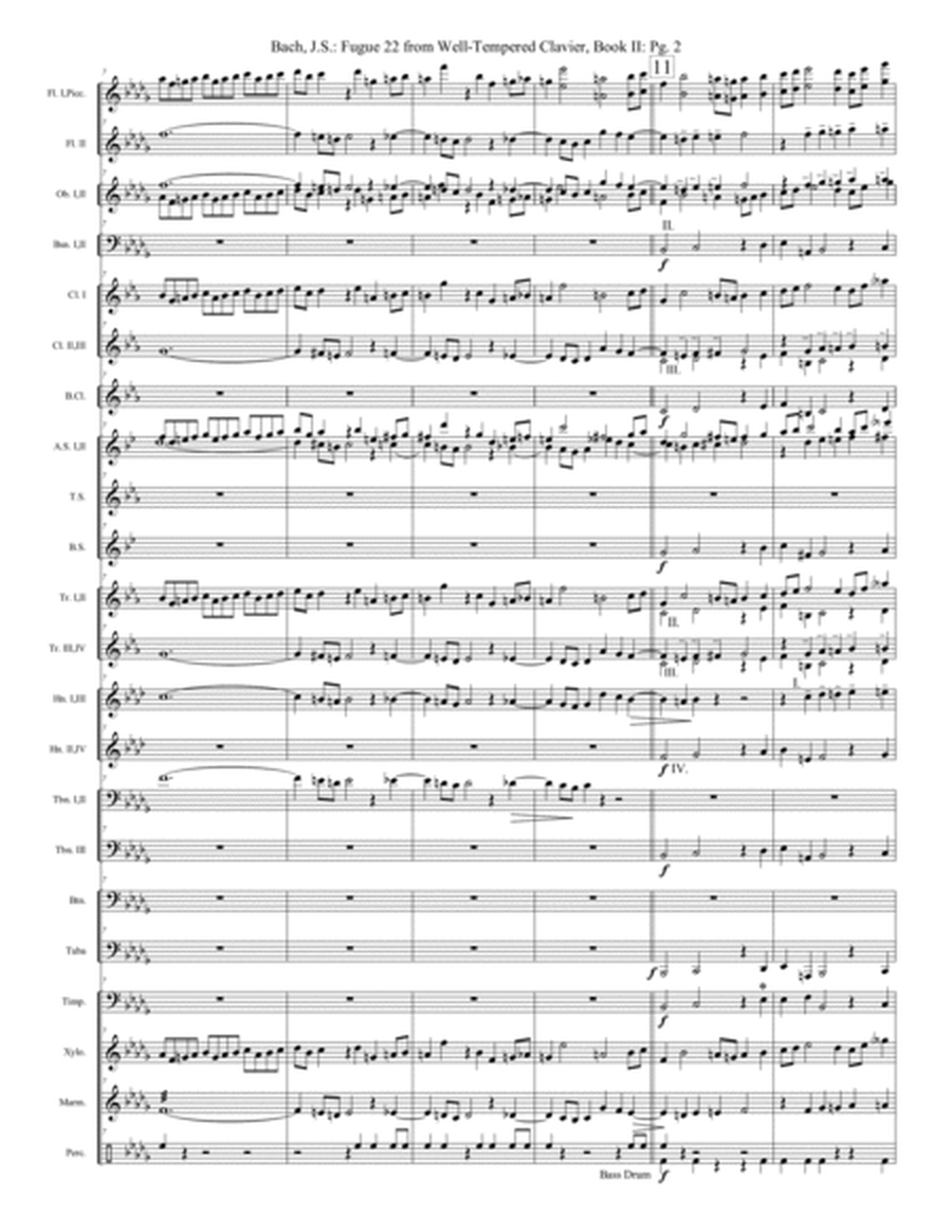 Fugue no. 22, from The Well-Tempered Clavier, Book II - Score