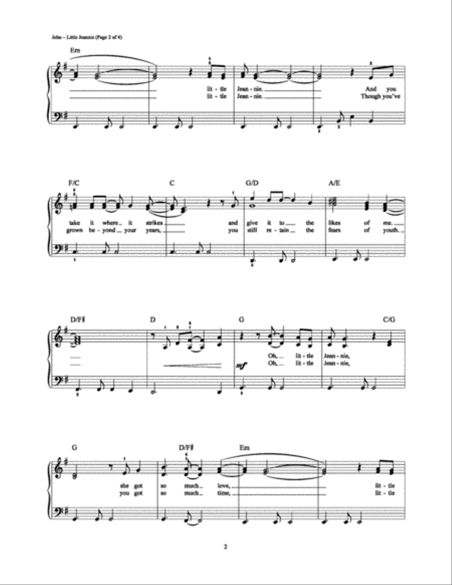 Little Jeannie Easy Piano scores gallery preview page 2