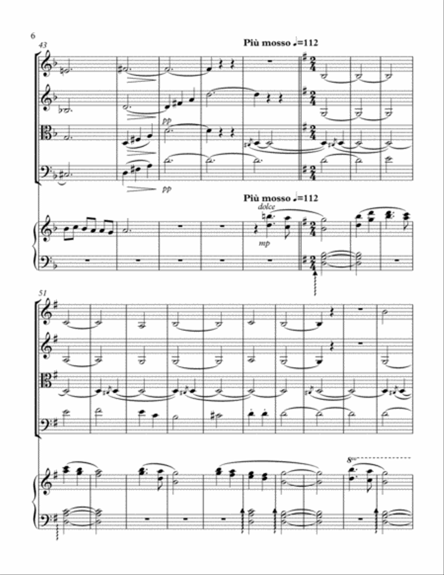 Sacred Overture for piano quintet String Quartet scores gallery preview page 6