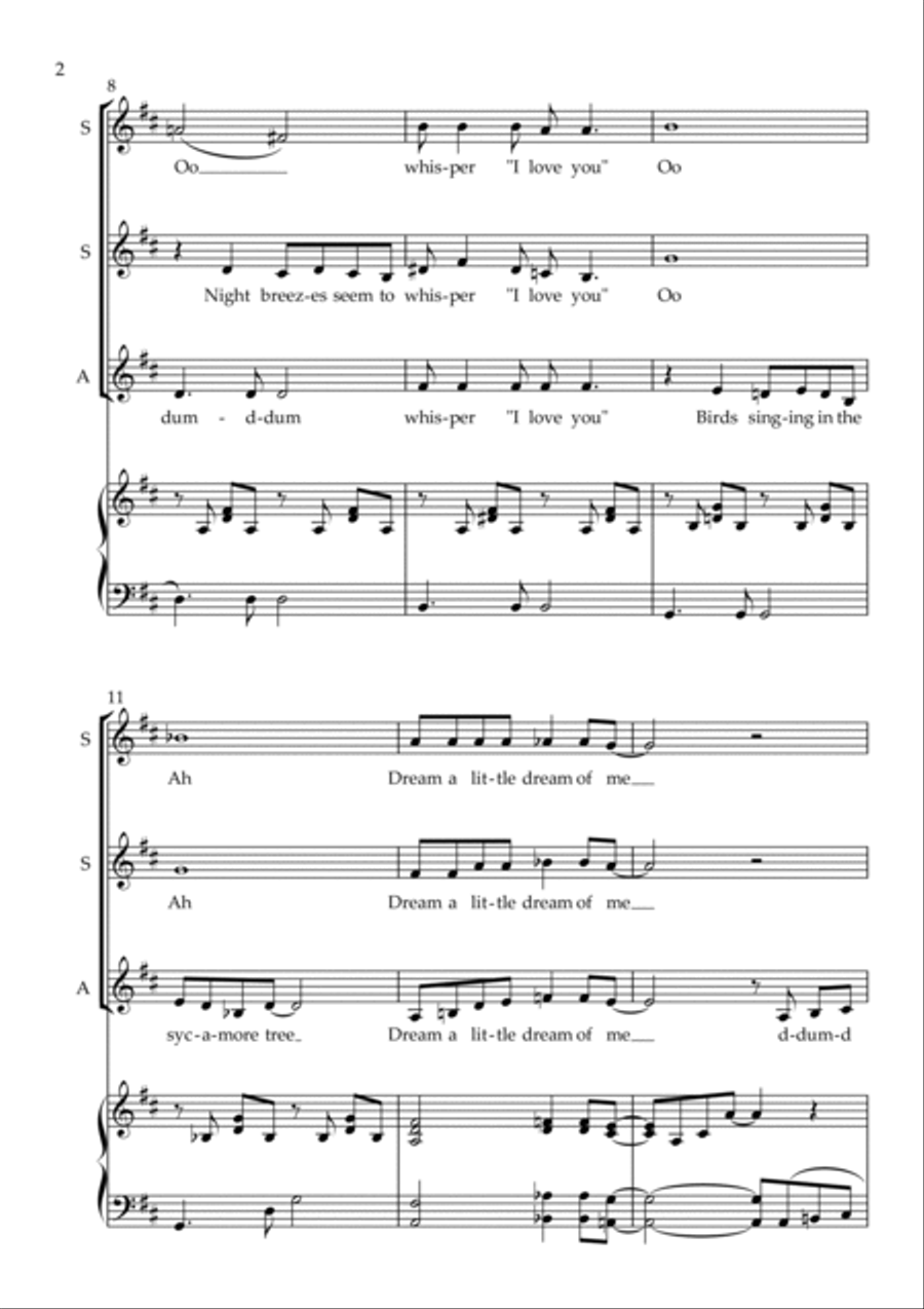 Dream A Little Dream Of Me SSA scores gallery preview page 3