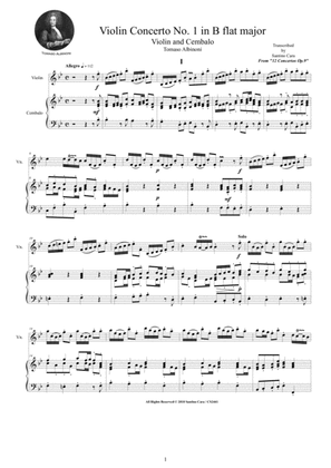 Book cover for Albinoni - Violin Concerto No.1 in B flat Op.9 for Violin and Cembalo or Piano