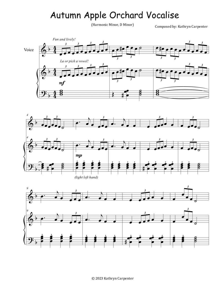 Autumn Apple Orchard Vocalise Mezzo-Soprano Voice scores gallery preview page 1