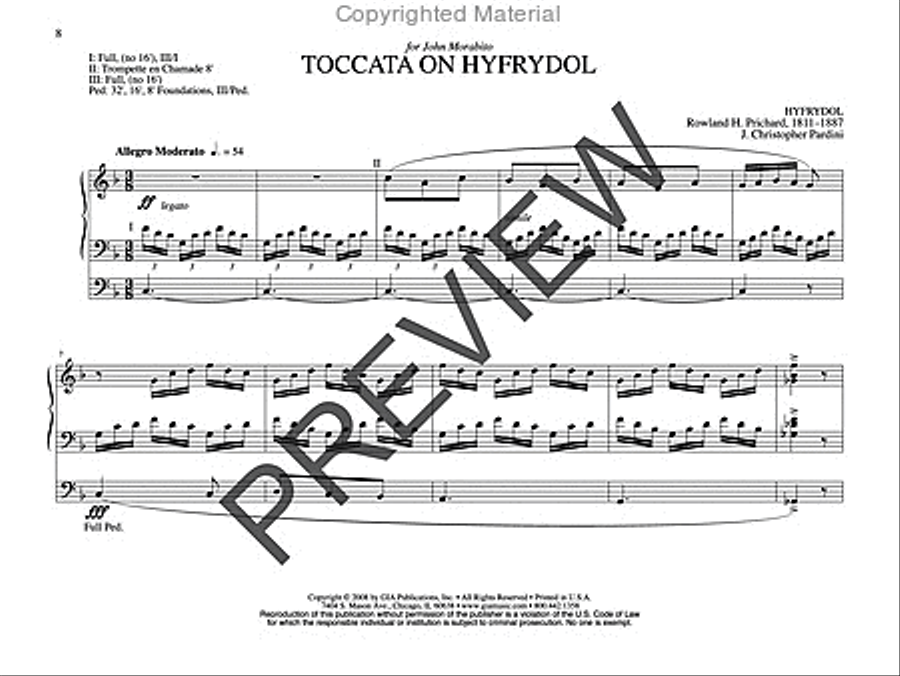 Meditation and Toccata on HYFRYDOL Organ scores gallery preview page 7