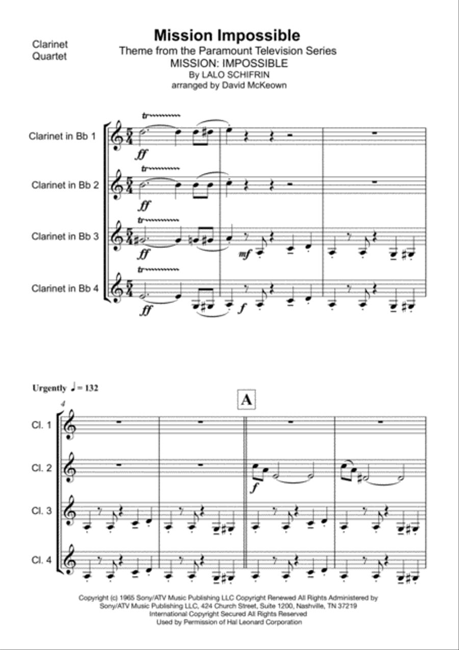 Mission: Impossible Theme from the Paramount Television Series MISSION: IMPOSSIBLE Woodwind Quartet scores gallery preview page 2