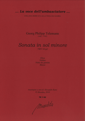 Book cover for Sonata in sol minore TWV 43:g2
