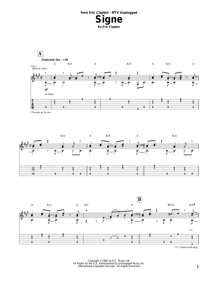 Signe Signe Acoustic Guitar scores gallery preview page 1
