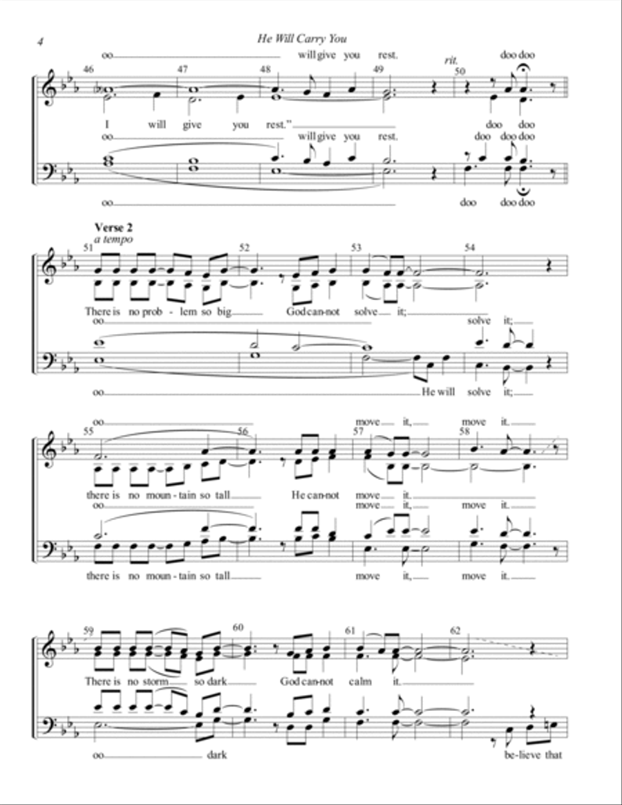 He Will Carry You 4-Part scores gallery preview page 4