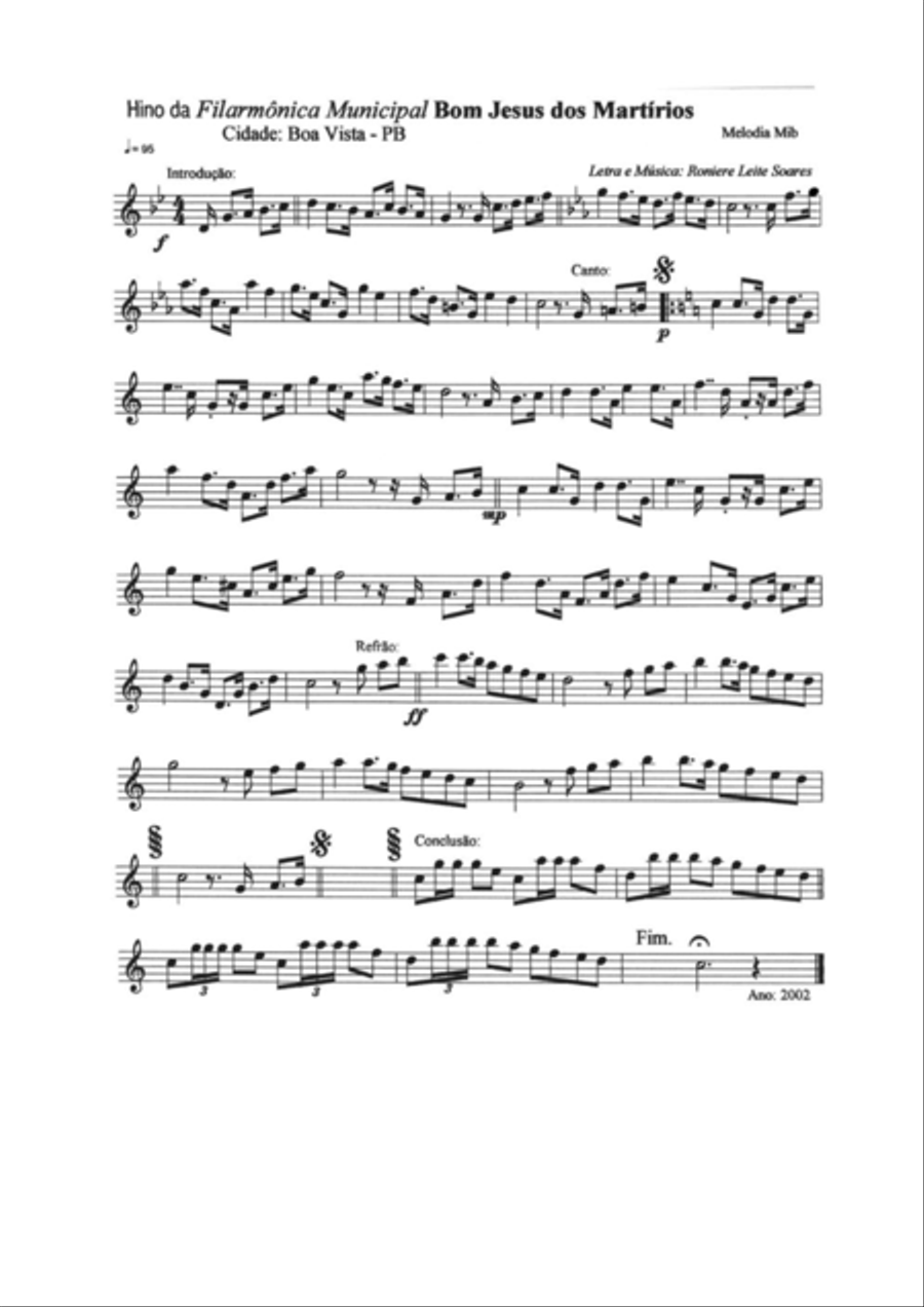 Hino da Filarmônica Bom Jesus (Loira Lira) Marching Band scores gallery preview page 2