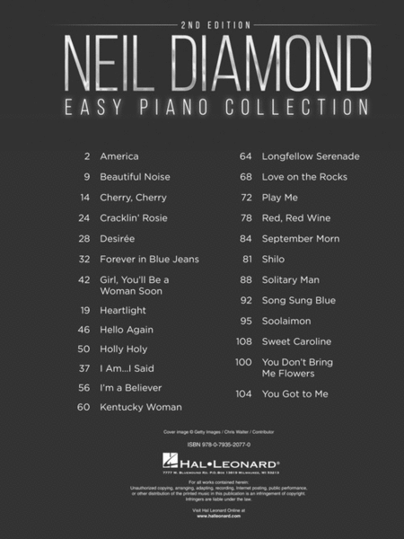 Neil Diamond – Easy Piano Collection – 2nd Edition