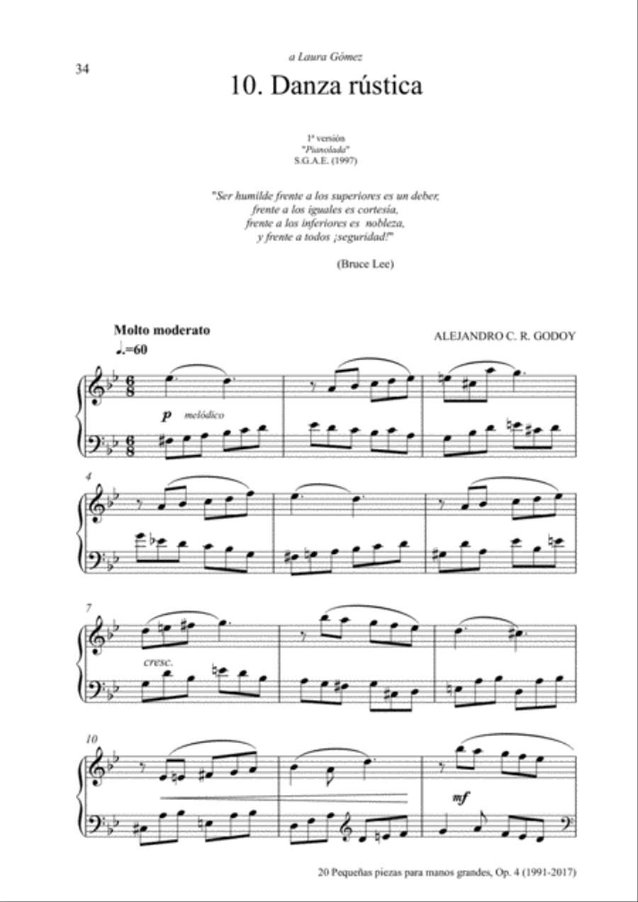 20 Piezas, Op. 4 (2017) No. 10. Danza rústica Piano Solo scores gallery preview page 1