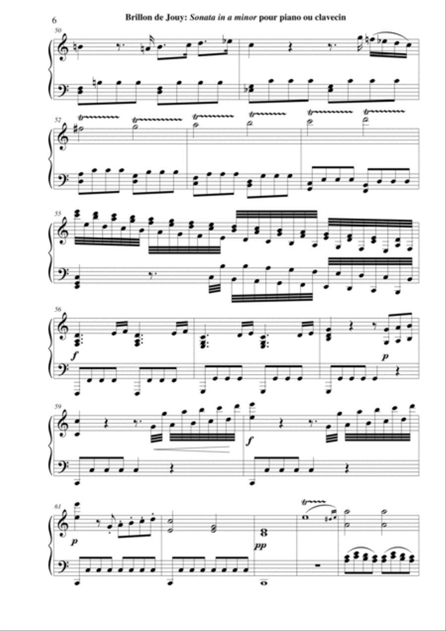 Anne-Louise Brillon de Jouy: Sonata in a minor for piano or harpsichord Harpsichord scores gallery preview page 6