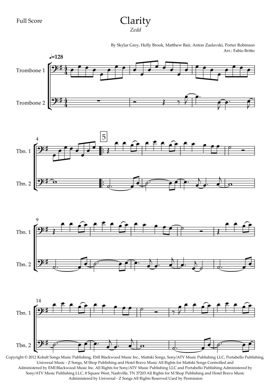 Clarity Trombone Duet scores gallery preview page 1