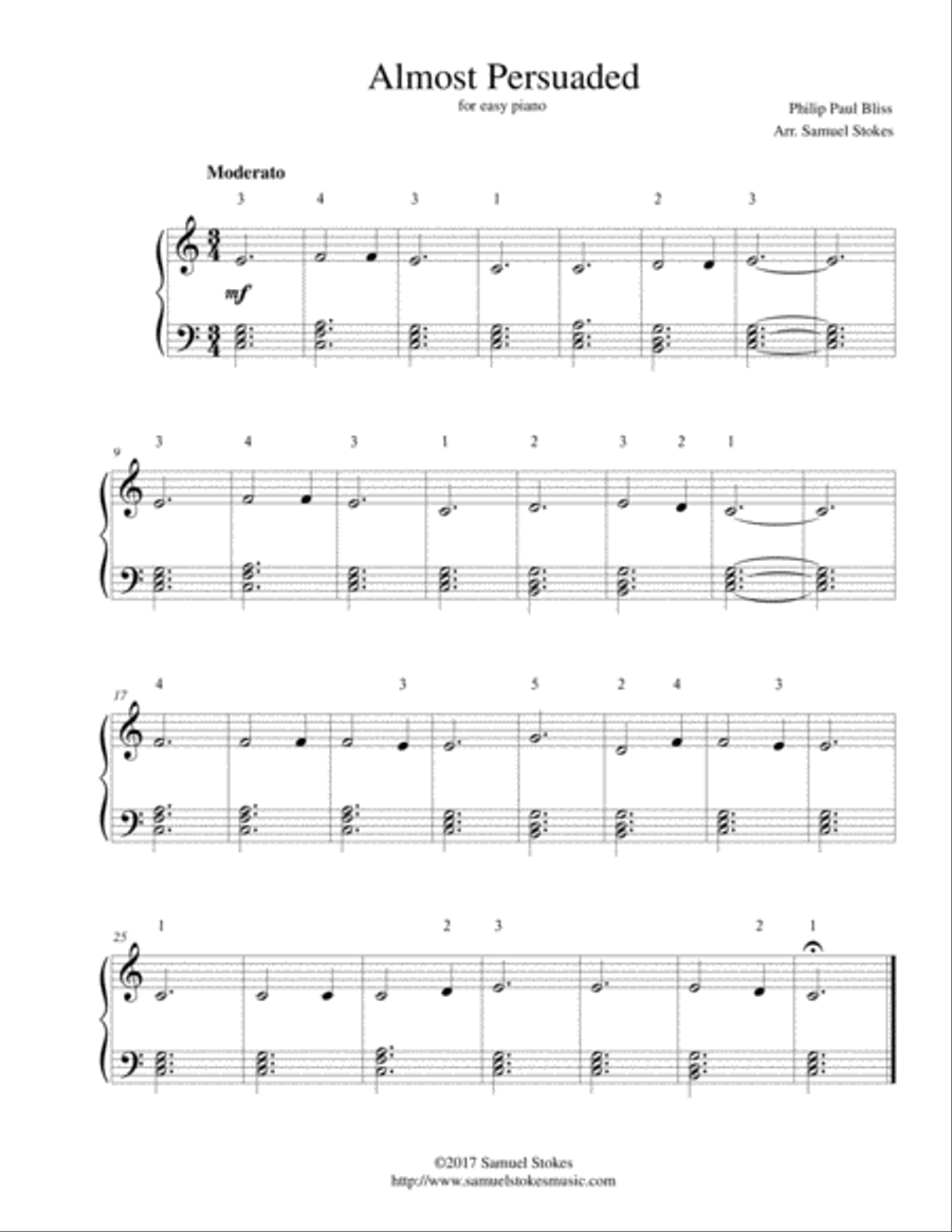 Almost Persuaded - for easy piano Easy Piano scores gallery preview page 1