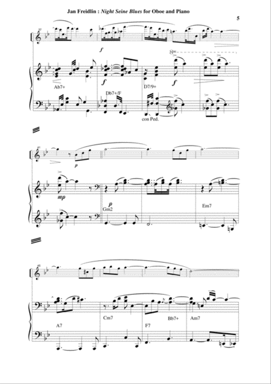 Jan Freidlin: Night Seine Blues for oboe and piano Piano scores gallery preview page 5