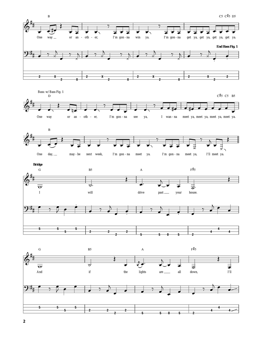 One Way Or Another Bass Guitar Tablature scores gallery preview page 2