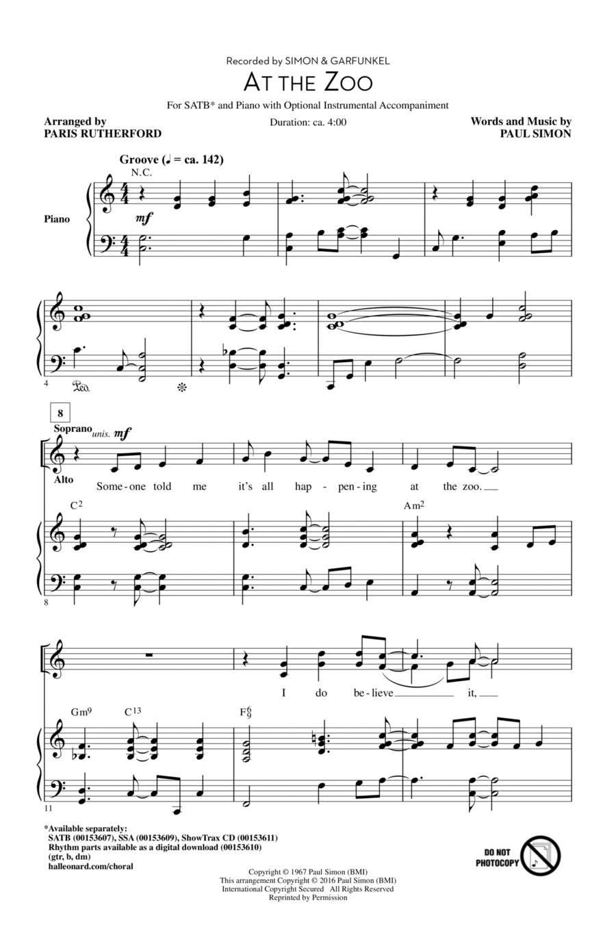 At The Zoo 4-Part scores gallery preview page 1