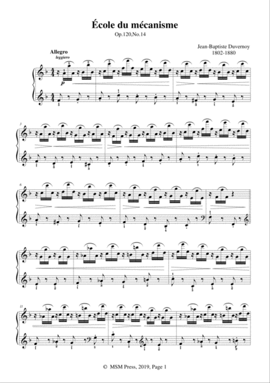 Duvernoy-École du mécanisme,Op.120,No.14,for Piano