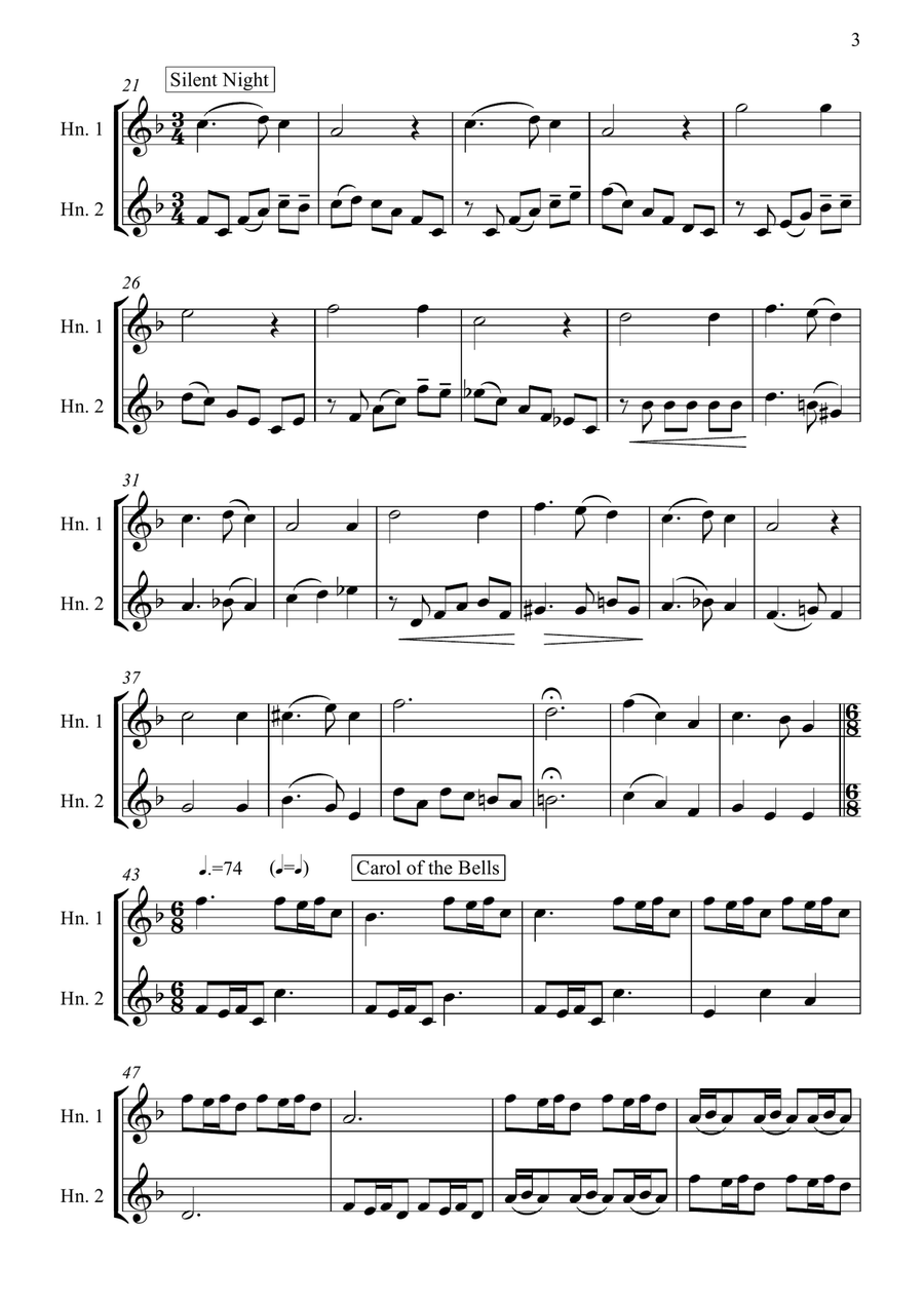 The Christmas Horn Spirit // French Horn Duet (intermediate level) Brass Duet scores gallery preview page 3
