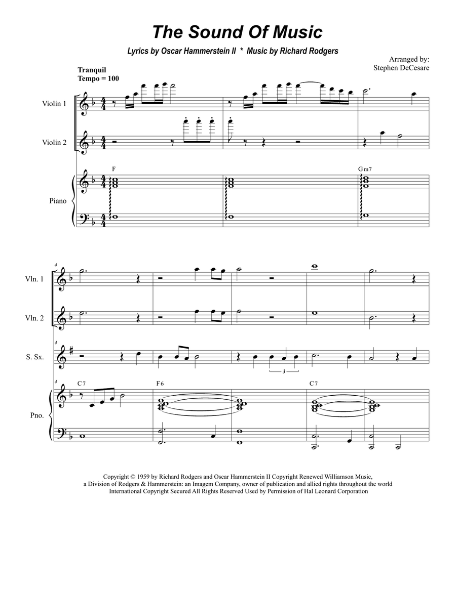 The Sound Of Music The Sound Of Music Saxophone Quartet scores gallery preview page 1