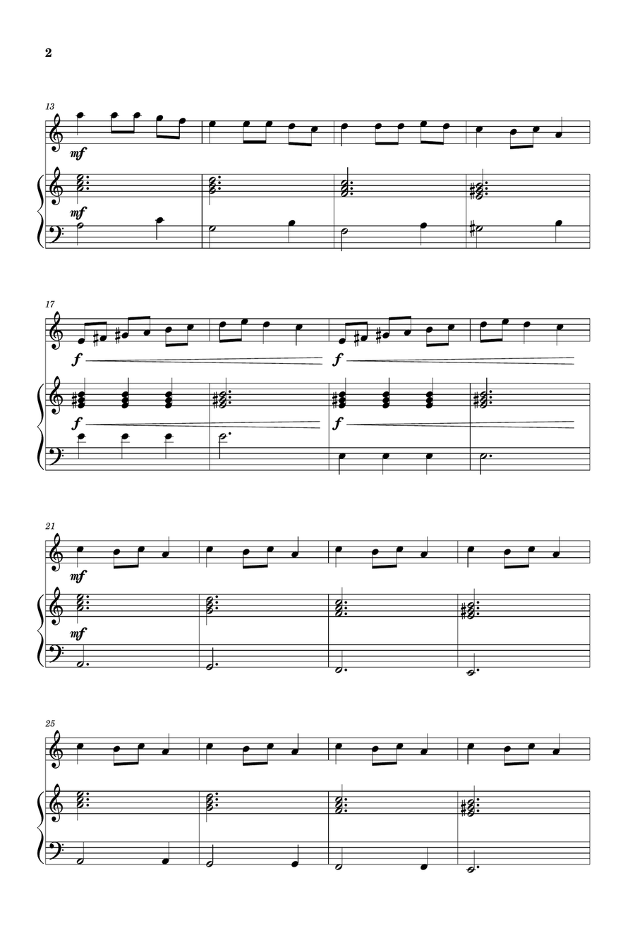 Carol of The Bells for Violin and Piano (Very Easy - Beginner) in A minor Violin Solo scores gallery preview page 2
