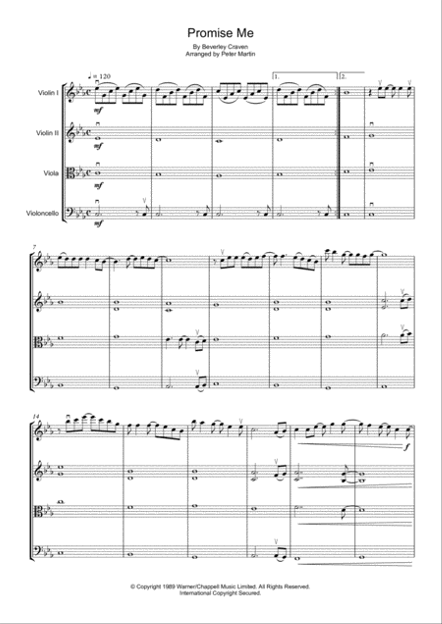 Promise Me String Quartet scores gallery preview page 5
