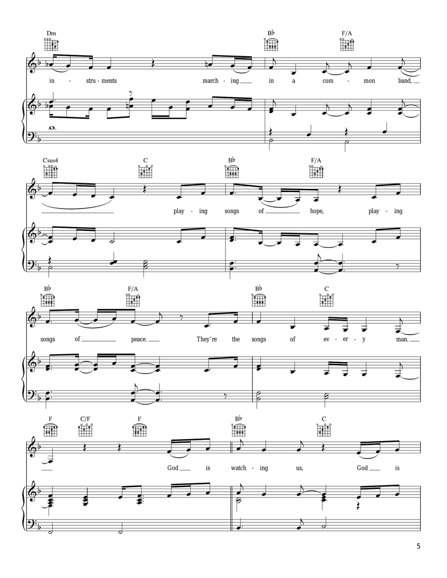 From A Distance (Christmas Version) Piano, Vocal, Guitar scores gallery preview page 5