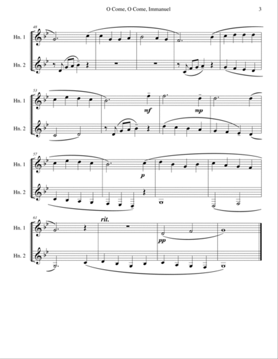 O Come, O Come, Immanuel (Emmanuel) Brass Duet scores gallery preview page 3