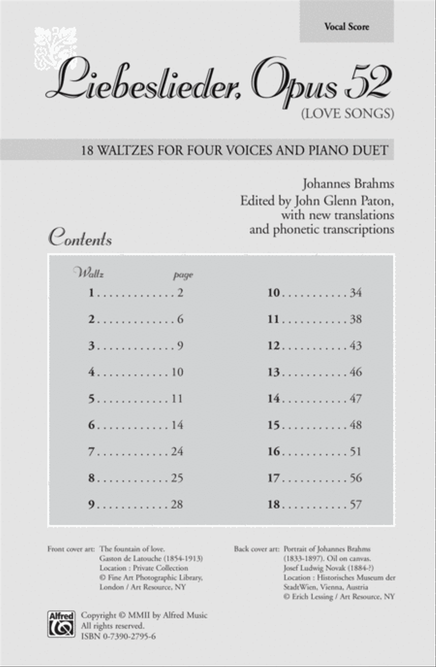 Liebeslieder, Opus 52 (Love Songs) Voice scores gallery preview page 2