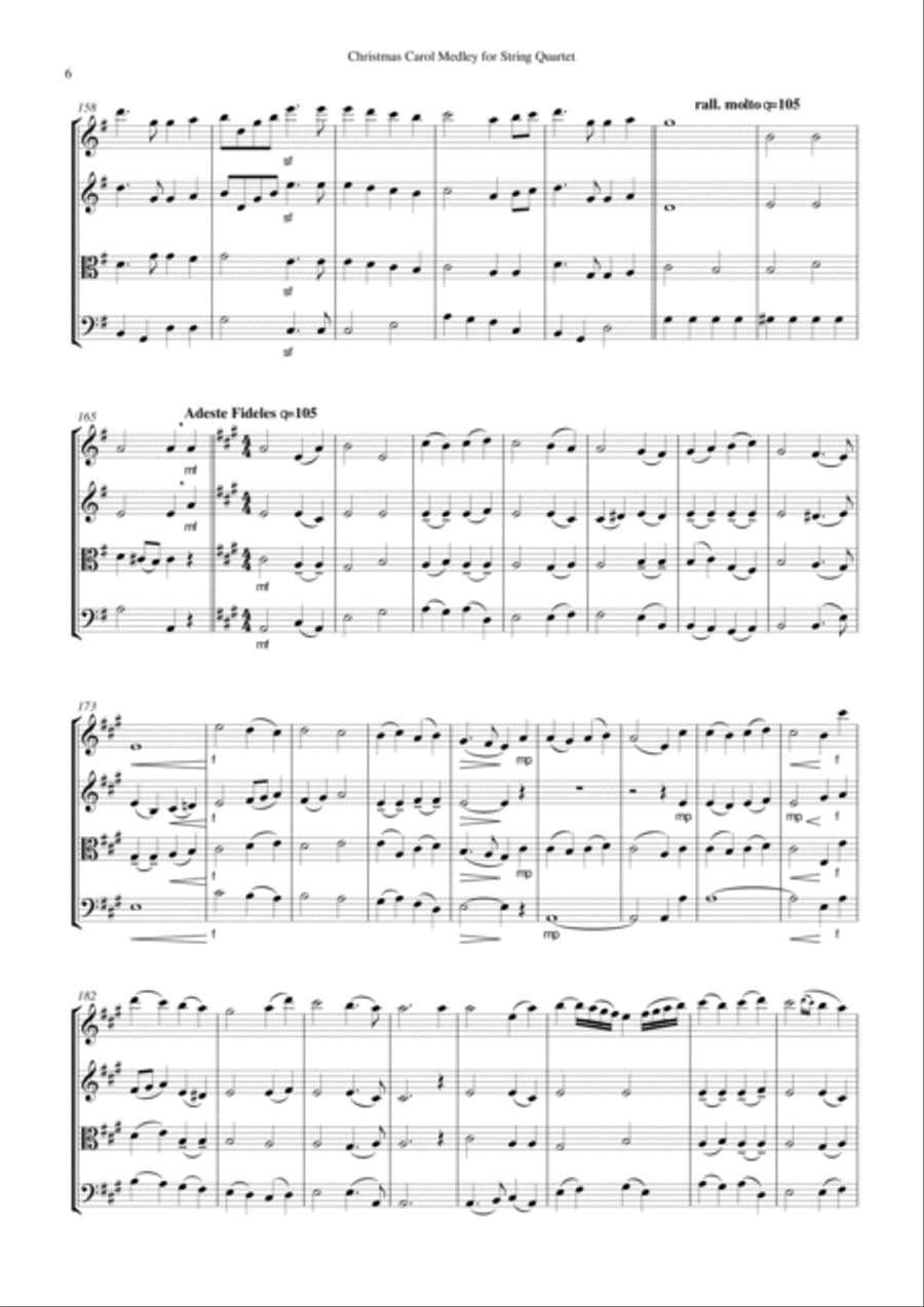 Christmas Carol Medley for String Quartet Score and Parts String Quartet scores gallery preview page 6