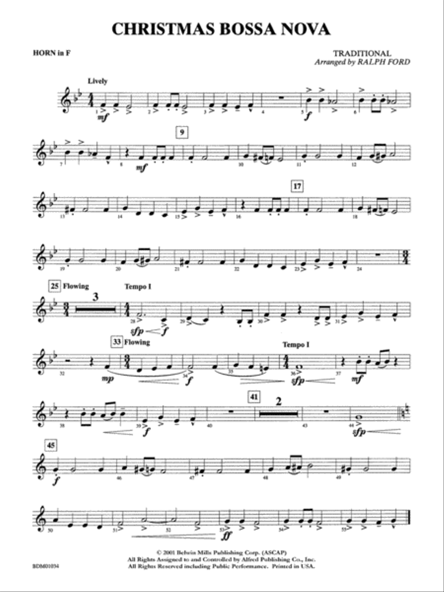 Christmas Bossa Nova: 1st F Horn Concert Band scores gallery preview page 1