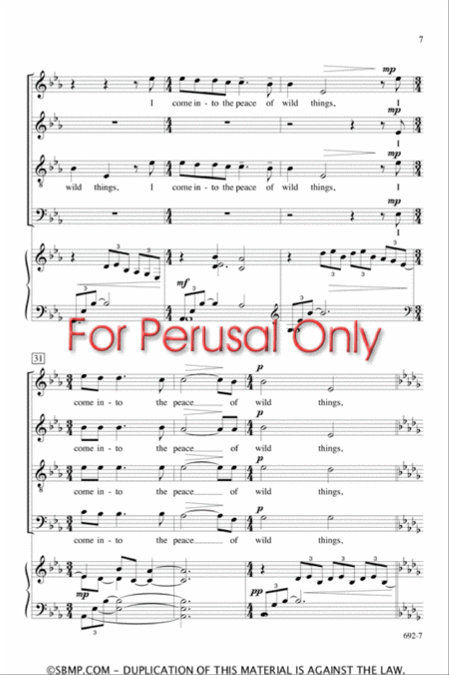 The Peace of Wild Things The Peace of Wild Things 4-Part scores gallery preview page 6