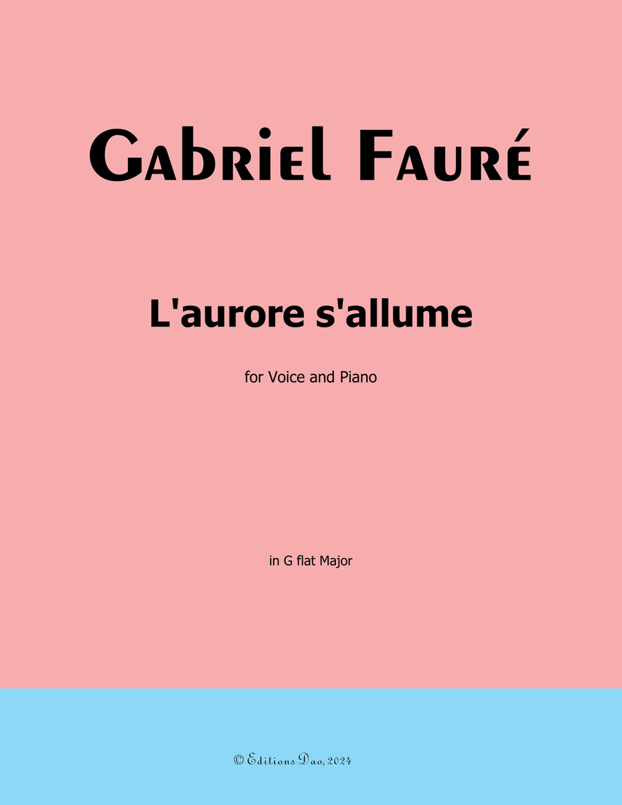 L'aurore s'allume, by Gabriel Fauré, in G flat Major Voice scores gallery preview page 1